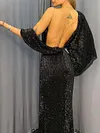 Sequined Asymmetric Evening Maxi Dress