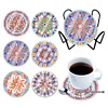 (US Only)6PCS Acrylic Special Shape Diamond Painting Art Coaster Kit Washable with Holder