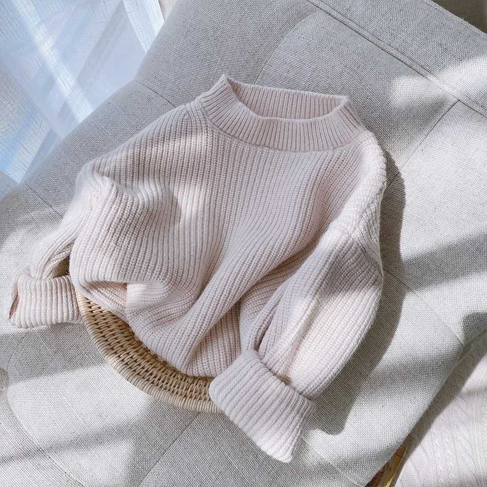 Baby Girl Boy Cotton Sweater Solid Candy Color Spring Autumn Winter Child Loose Knitted Pullover Top Baby Clothing 3M-7Y