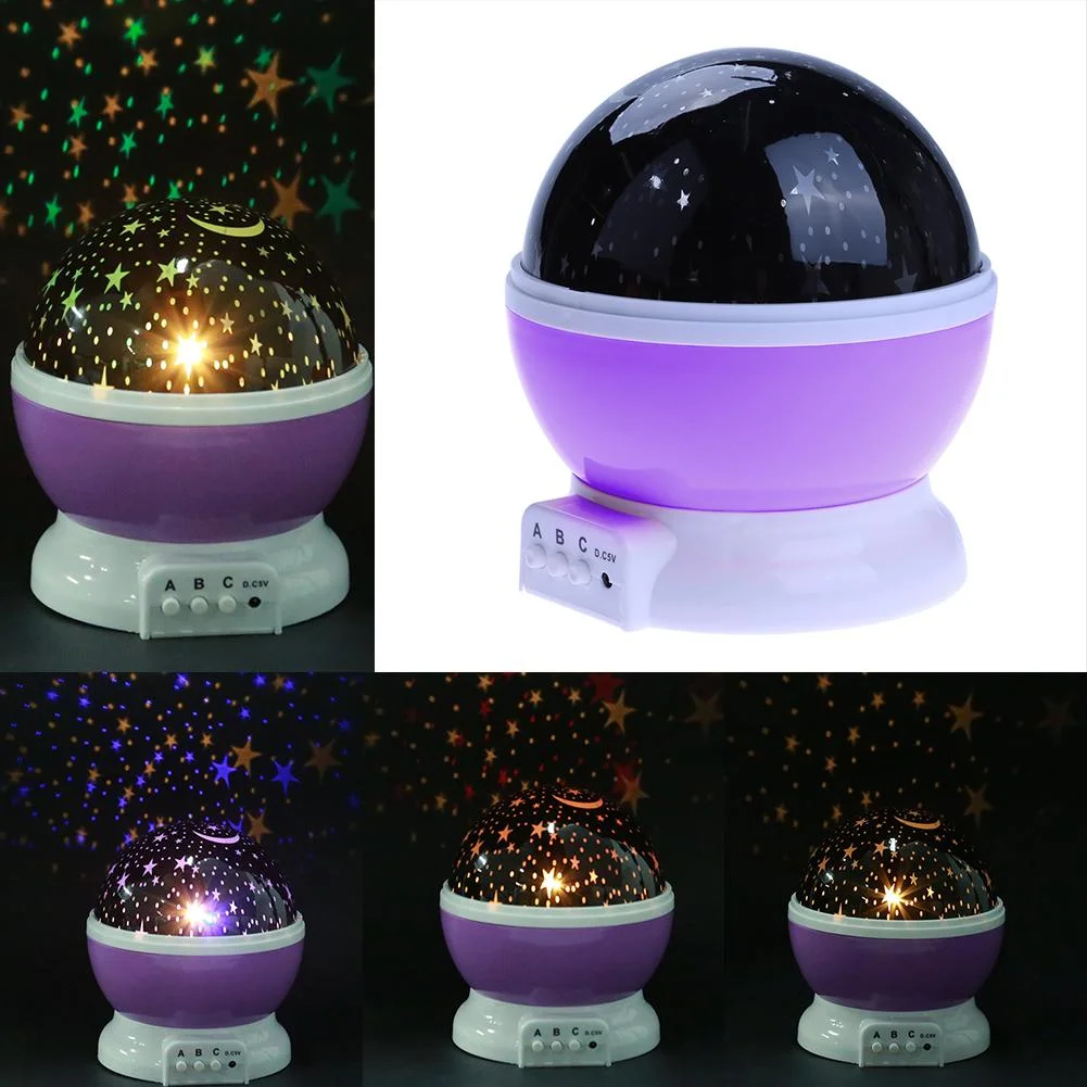 Rotating Projector Starry Night Lamp Projection LED Lights Xmas Gift(Purple