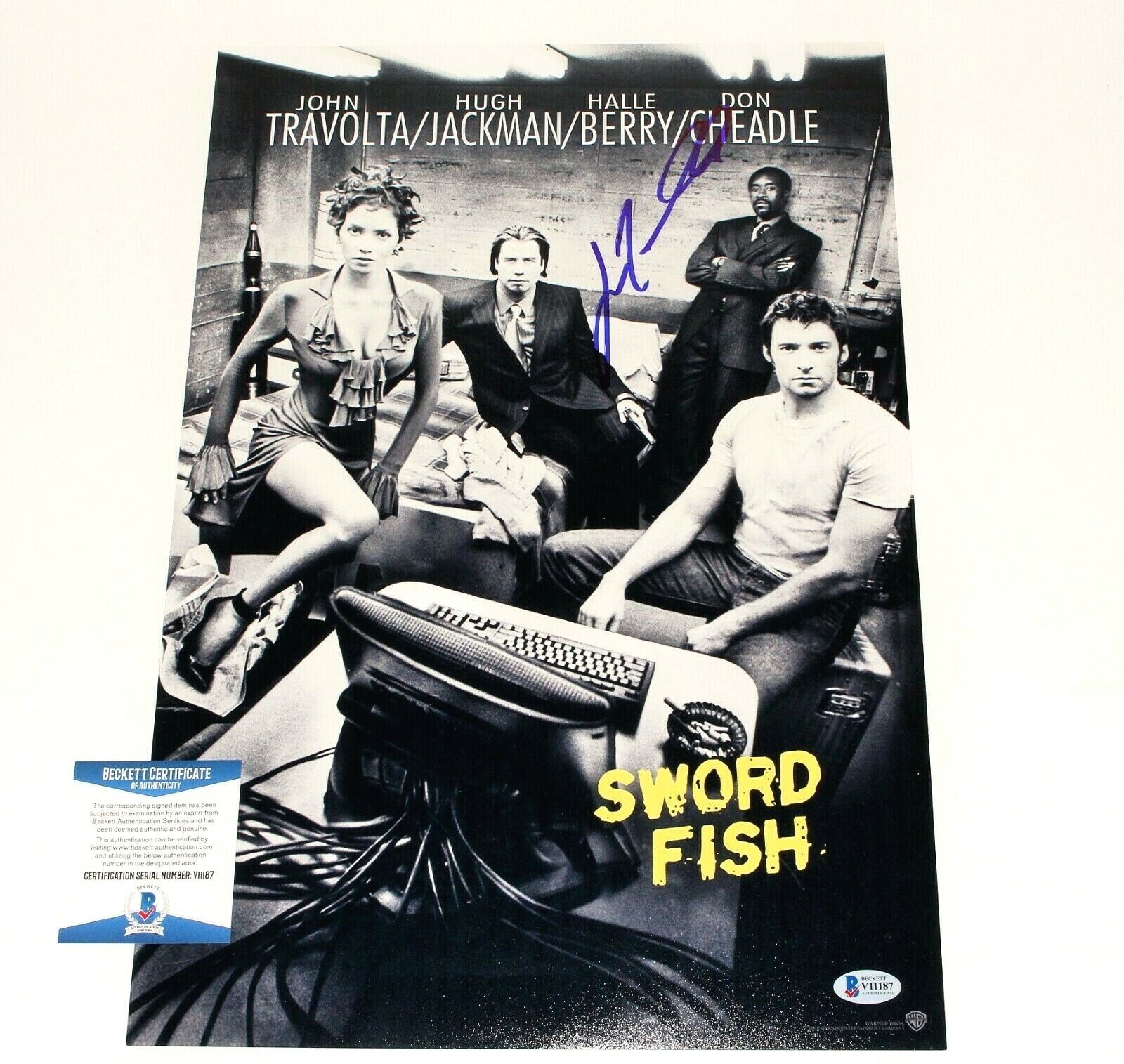 ACTOR JOHN TRAVOLTA SIGNED 'SWORDFISH' 12x18 MOVIE POSTER Photo Poster painting BECKETT COA BAS