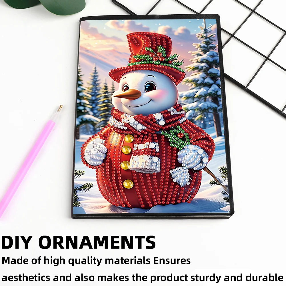 Snowman A5 Size Diamond Painting Notebook Set with 4Pcs Bookmark Holiday Gift