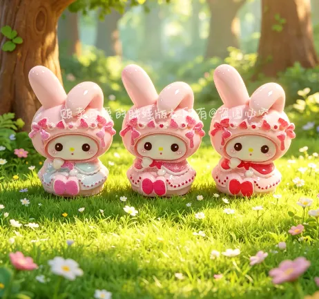 Mini Pink Bunny Resin Charm Set
