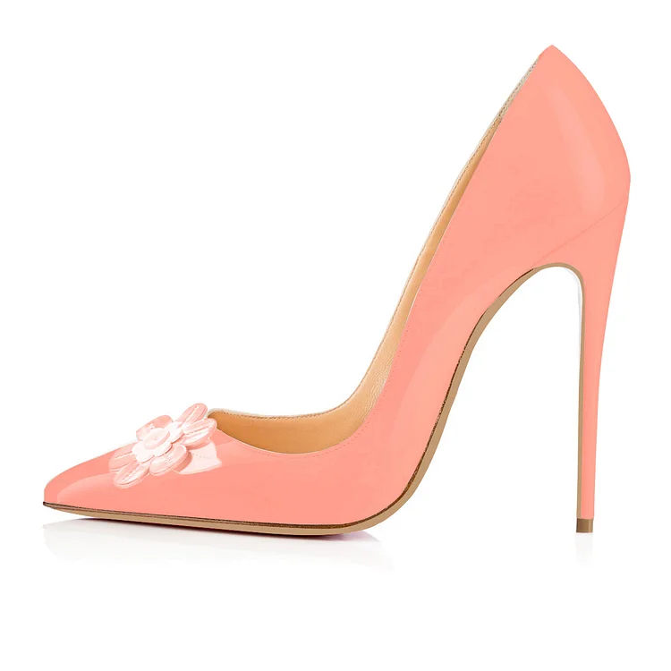 VDCOO Pink Floral Pointy Toe Stiletto Heel Pumps Vdcoo