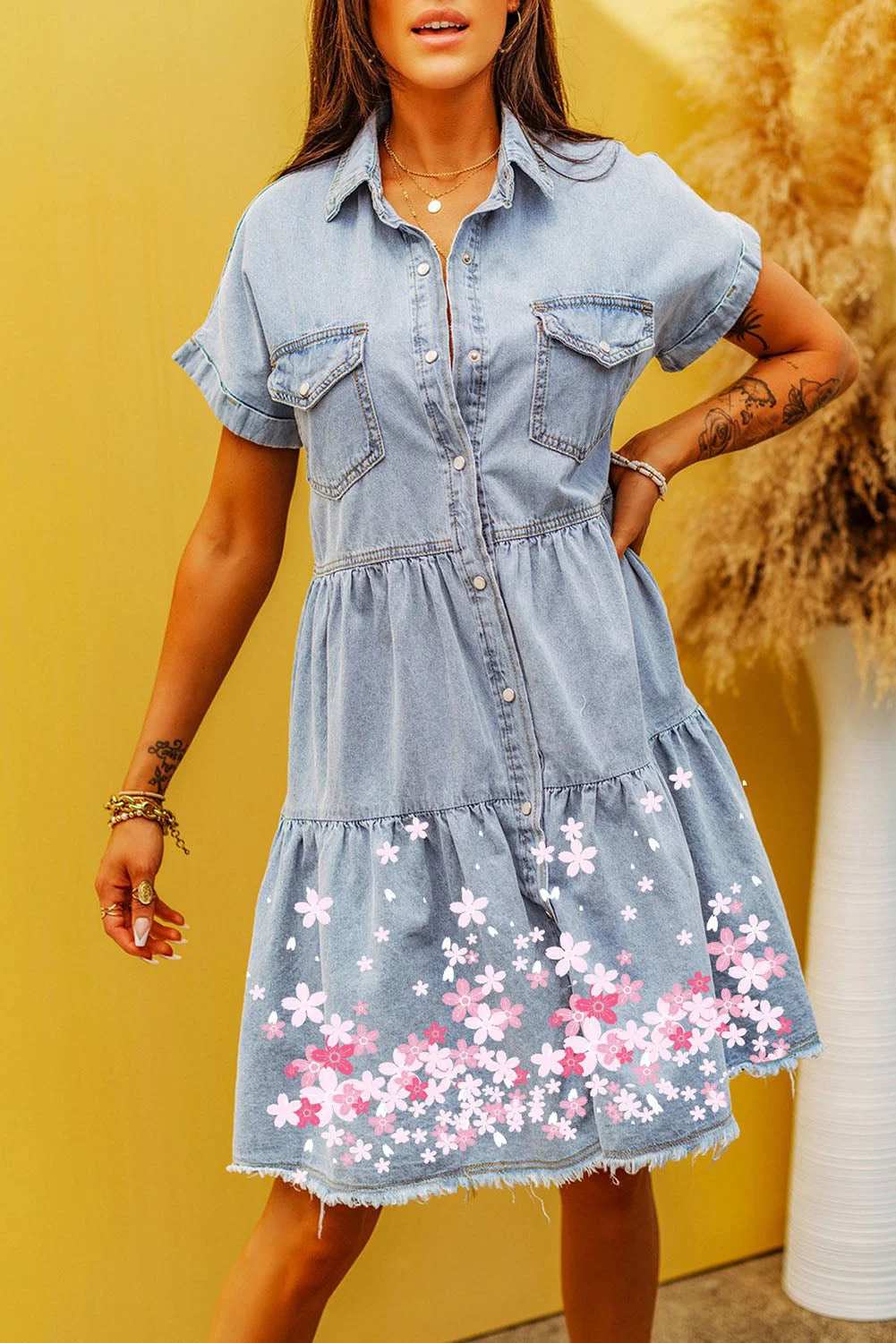 Cherry Blossom Denim Dress