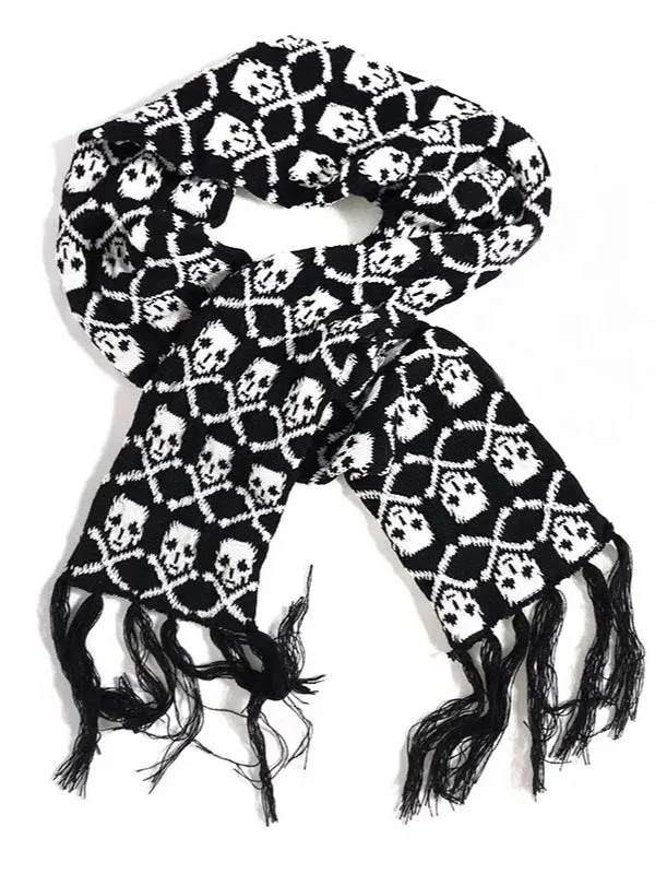 Punk Y2K Skull Thick Knit Scarf