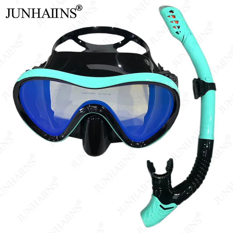 Professional silicone water lung diving mask, breathing tube, anti fog tempered glass swimming diving goggles, snorkeling set