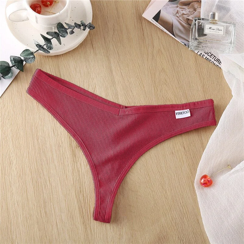 Sexy Panties Women G-string Cotton Feamle Underwear Panties Low Waist Thong Underpants 6 Solid Color Pantys Intimates Lingerie