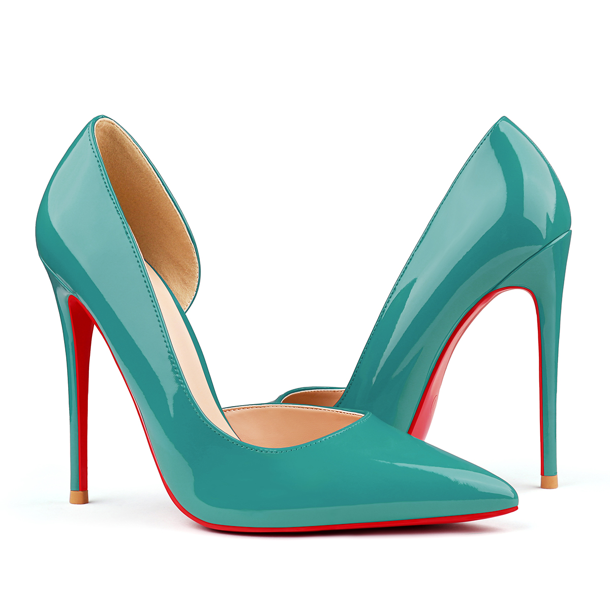 120mm Women's Classic Pumps Patent Closed Pointed Toe Bridal Wedding Party Red Bottom-MERUMOTE