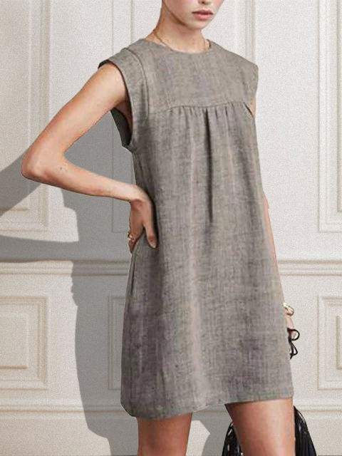 Rotimia Casual Sleeveless A-Line Mini  Dress