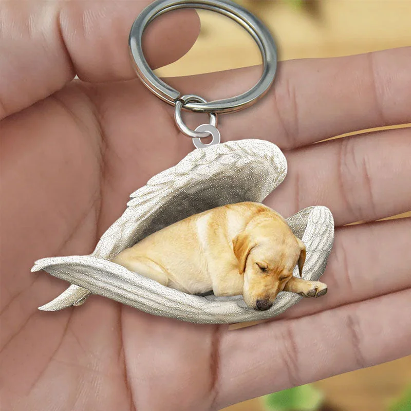 VigorDaily Sleeping Angel Acrylic Keychain Yellow Labrador