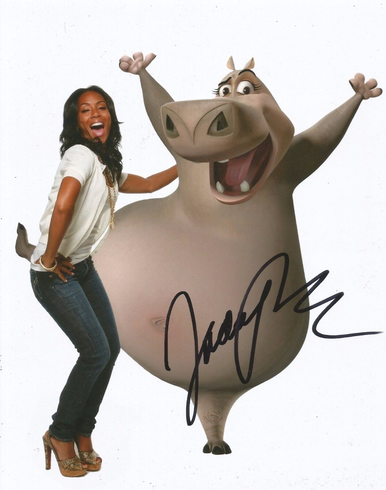 Jada Pinkett Smith Signed Madagascar 10x8 Photo Poster painting AFTAL