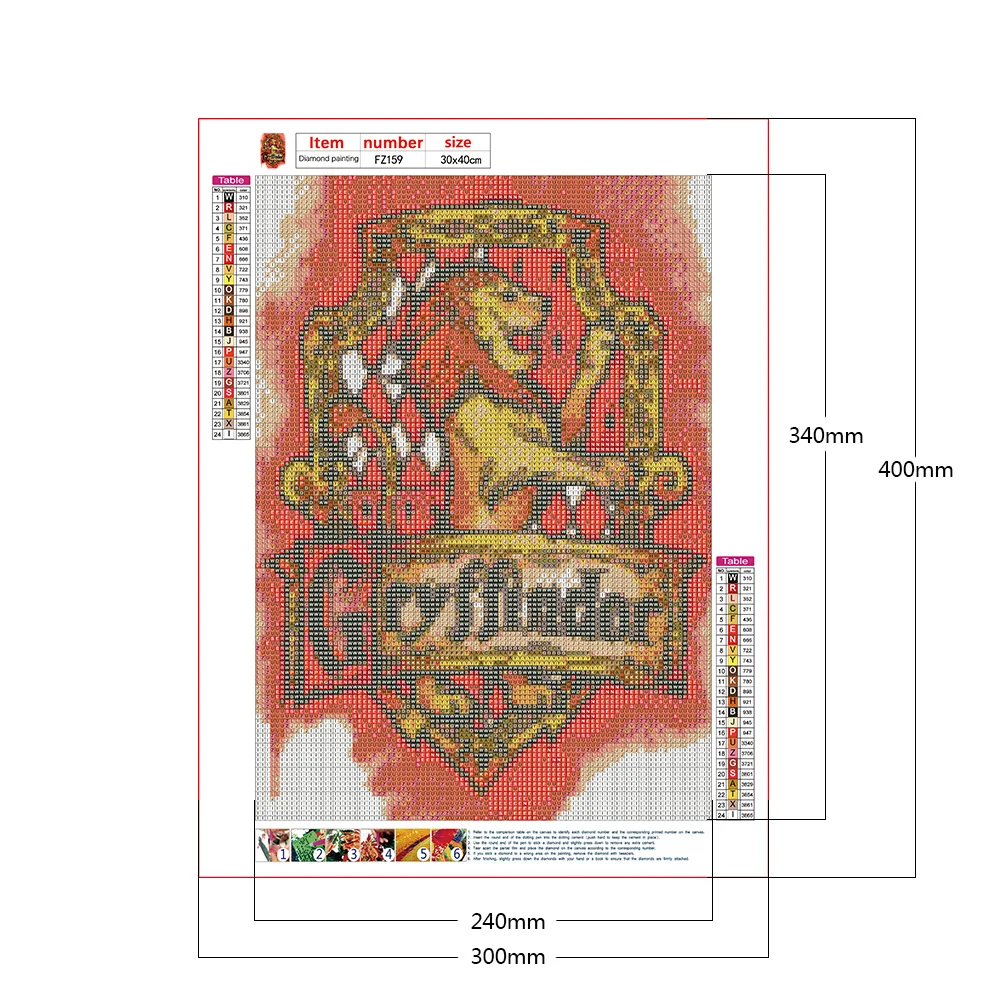 5D DIY Harry Potter Badge Full Square Drill Diamond Painting Kit Craft (B)
