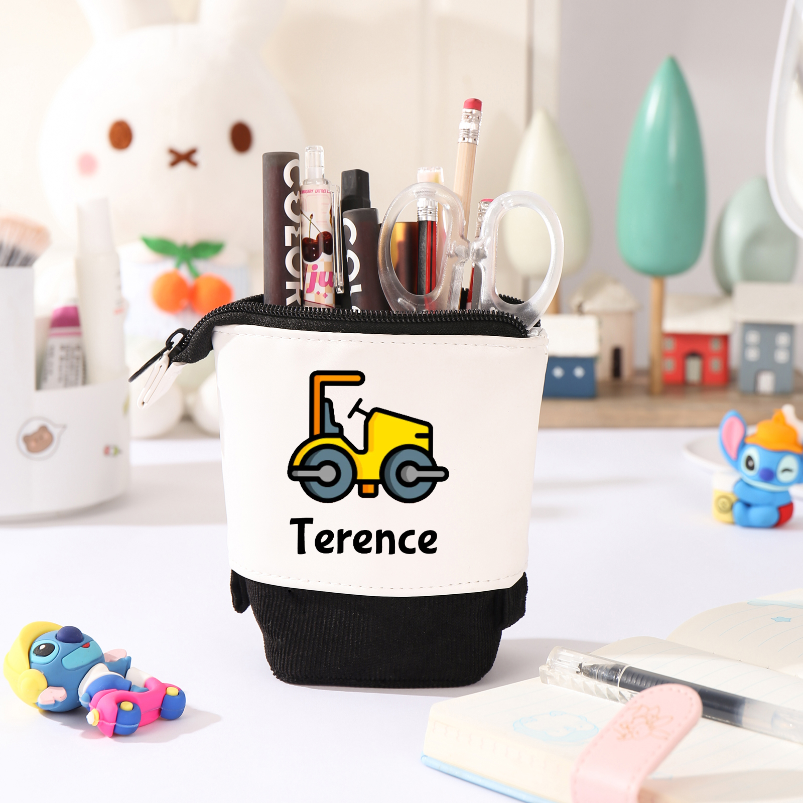 Personalised Pencil Case Custom Name & Vehicle Pattern Pen Pouch Back To School Gift for Sons Daughters-Jessemade AU