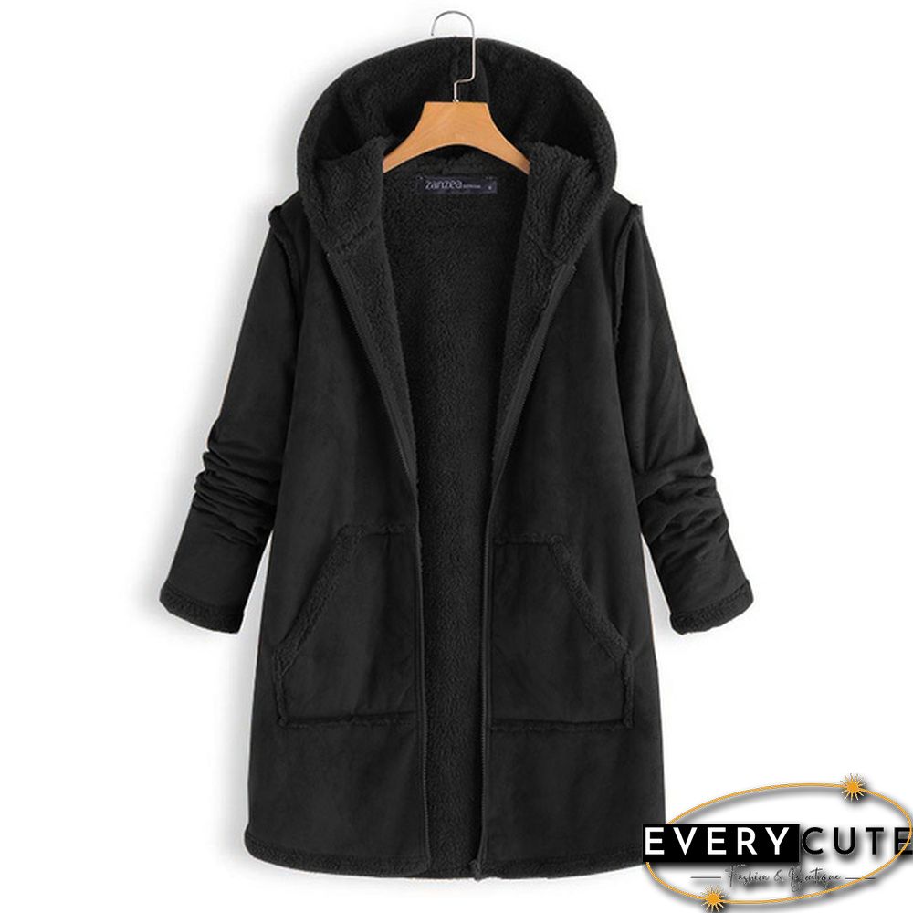 Women Winter Warm Full Sleeve Hooded Hoodies Zipper Fleece Coat Jacket Parka Outwear Plus