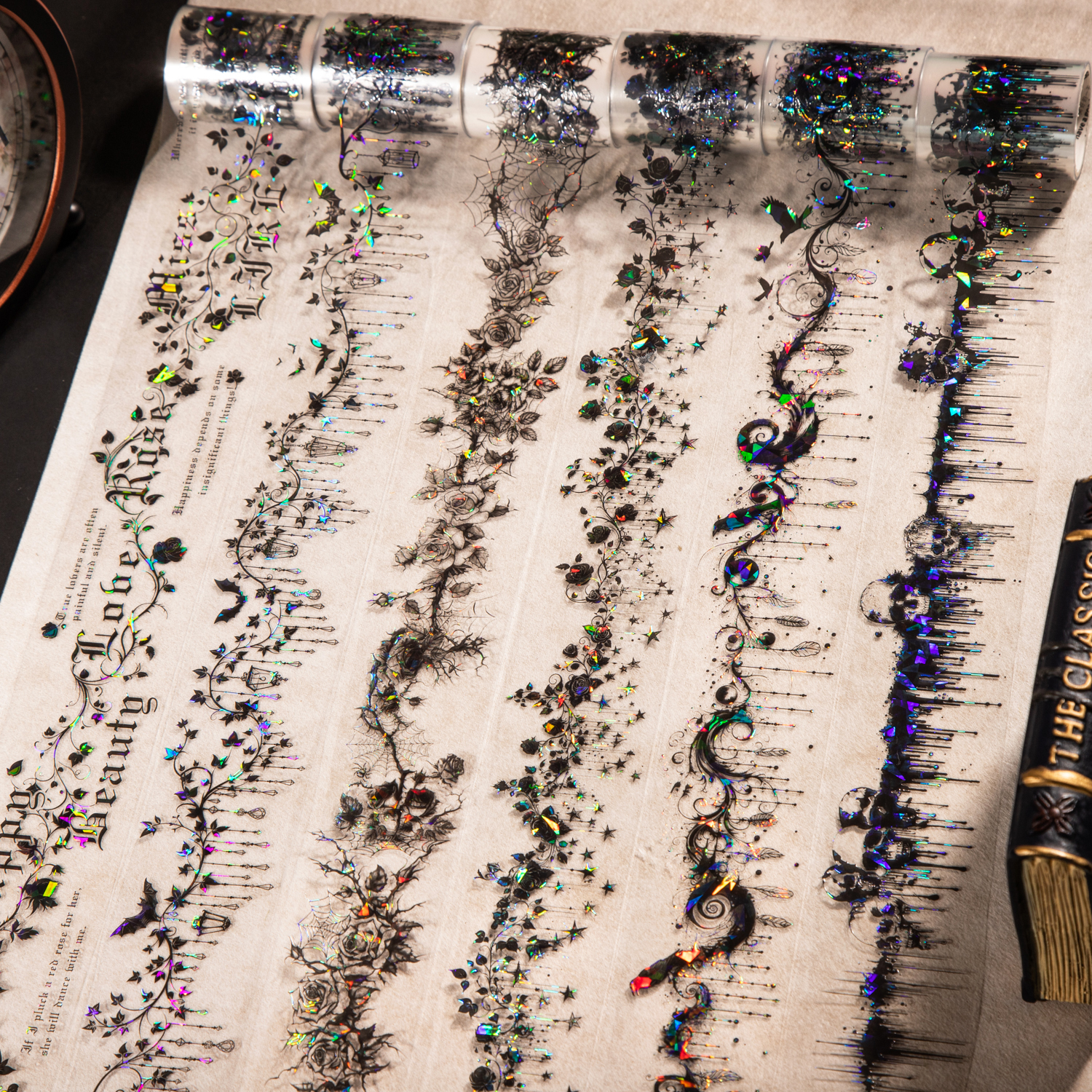 PET 테이프 - 어둠의 밤의 계약 시리즈 빈티지 고딕 꽃 조명