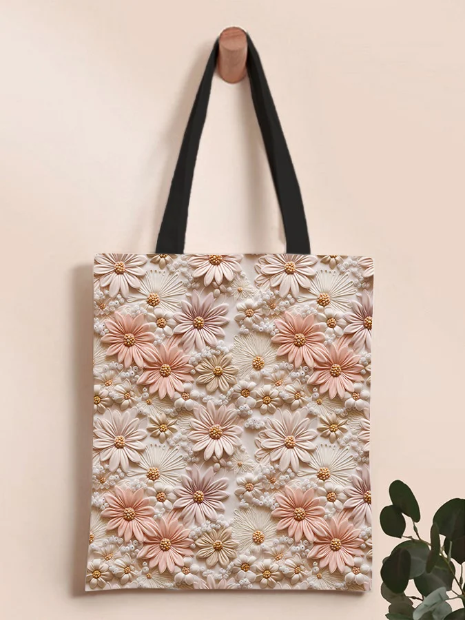Floral Daisy Print Bohemian Canvas Shoulder Bag