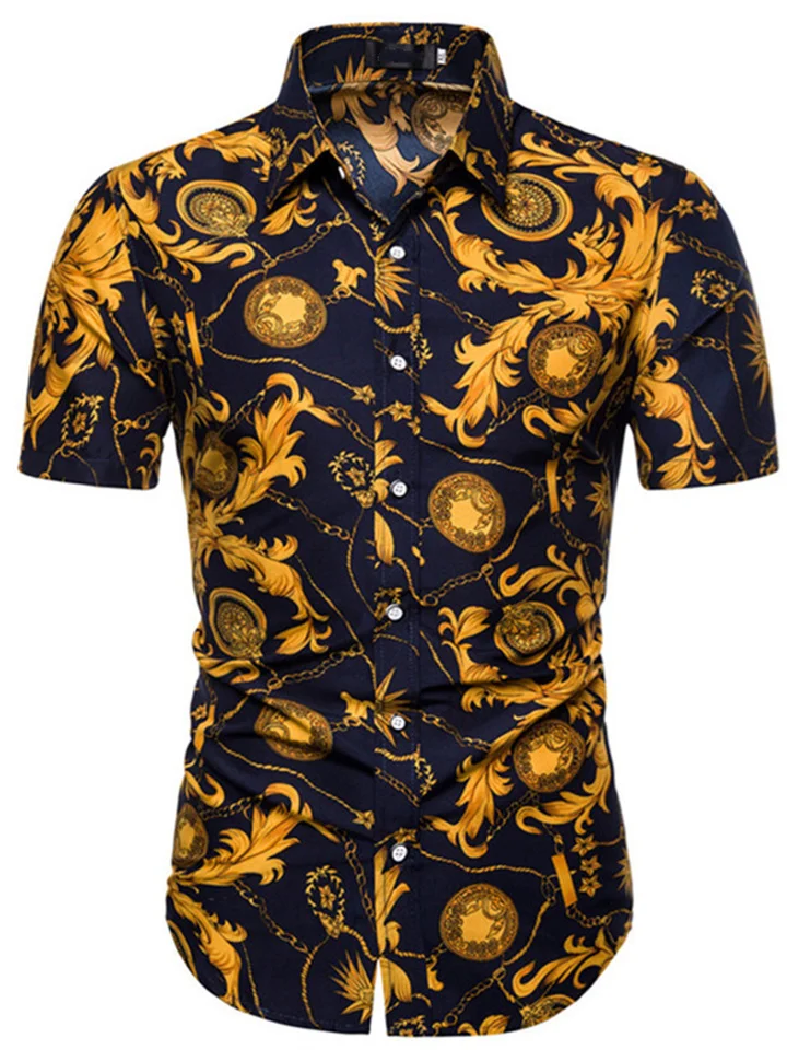 Men's Printed Shirt Short Sleeve Shirt Summer Casual Short Sleeve M L XL 2XL 3XL 4XL 5XL-Cosfine