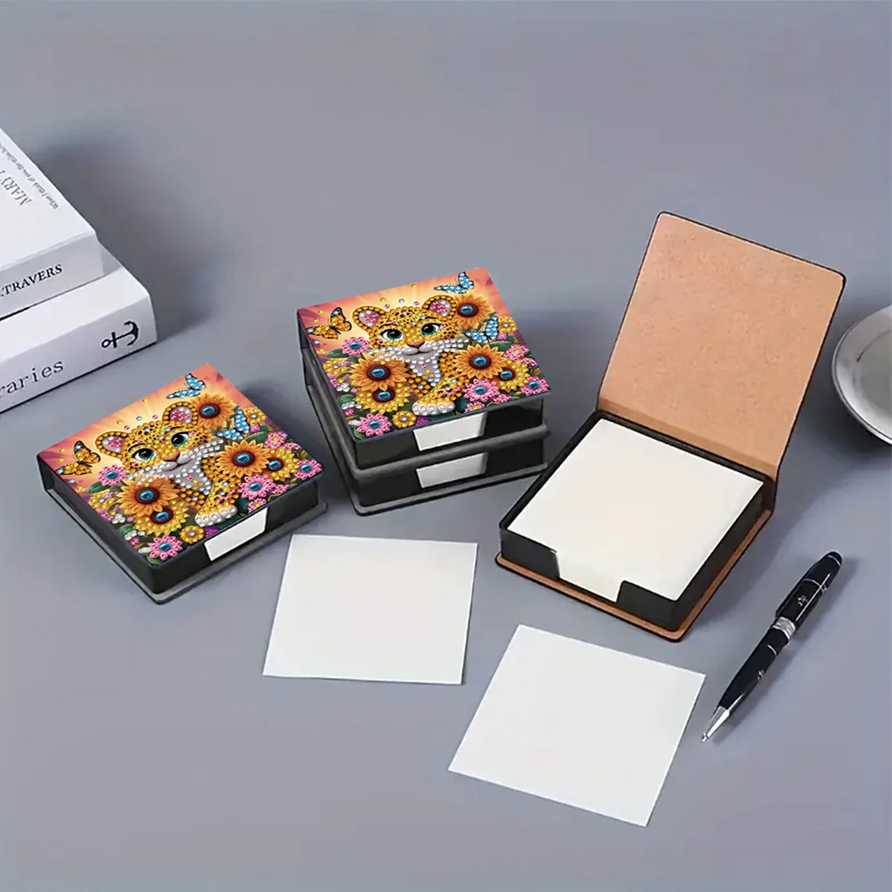 5D DIY PU Gem Painting Memo Pad Holder with 160 Sheets Paper (Sunflower)