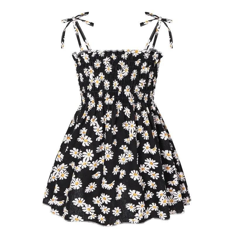 Girls Dress Summer Sleeveless Kids Dresses Baby Girl Flower Print Sling Princess Dress Children Birthday Party Elegant Clothing