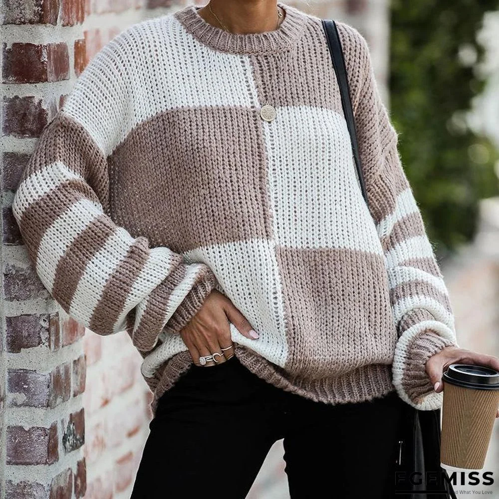 Plaid Knit Pullover Sweater | EGEMISS