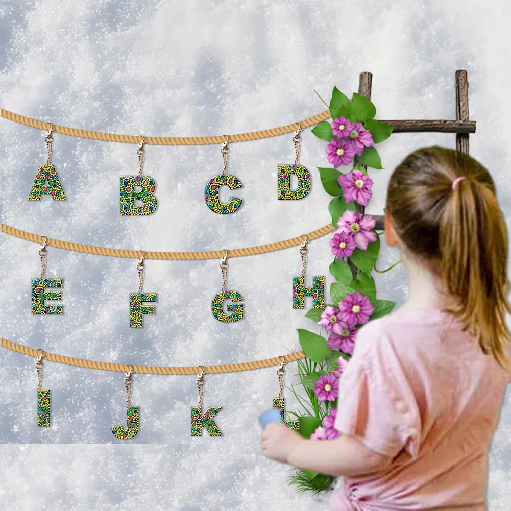 DIY Diamond Art Keychains Handmade Point Drill Key Ring Letters Lady Bag Pendant