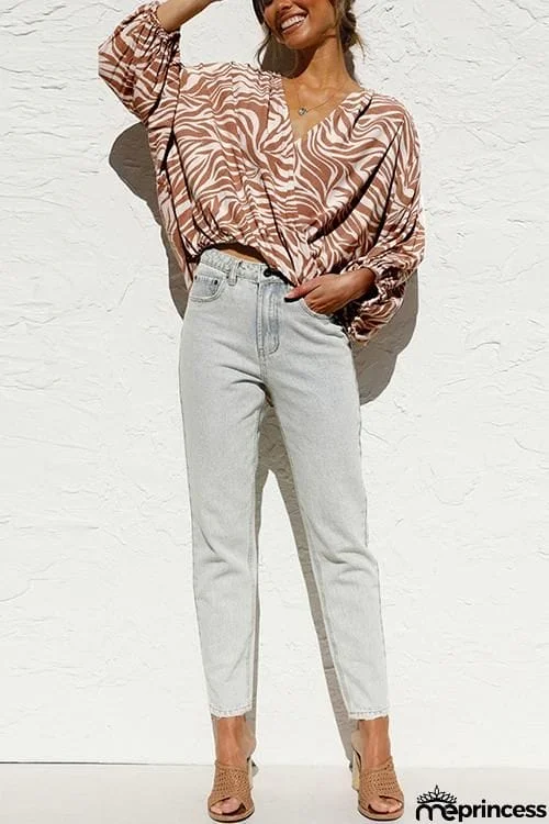 Zebra Cross Over Bat Blouse