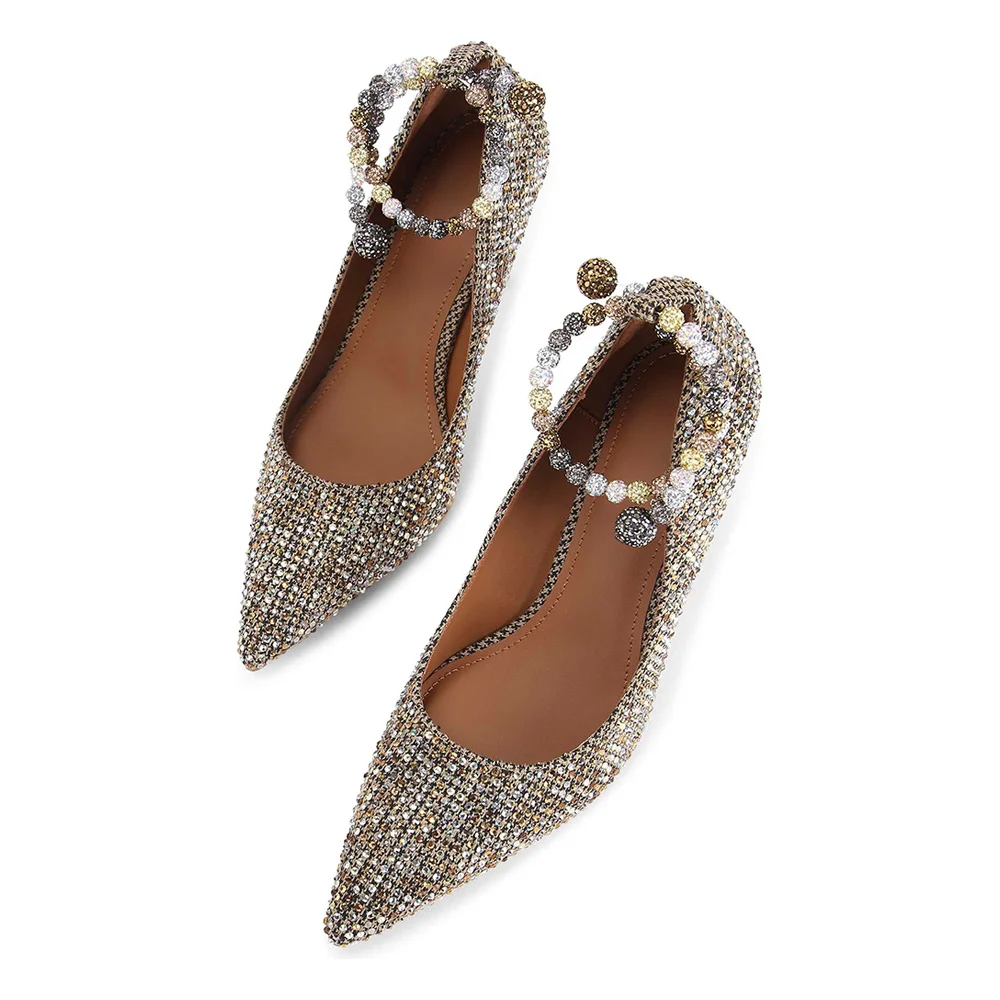 Black & Tan Houndstooth Pattern Rhinestone Ankle Strap Pumps Heels