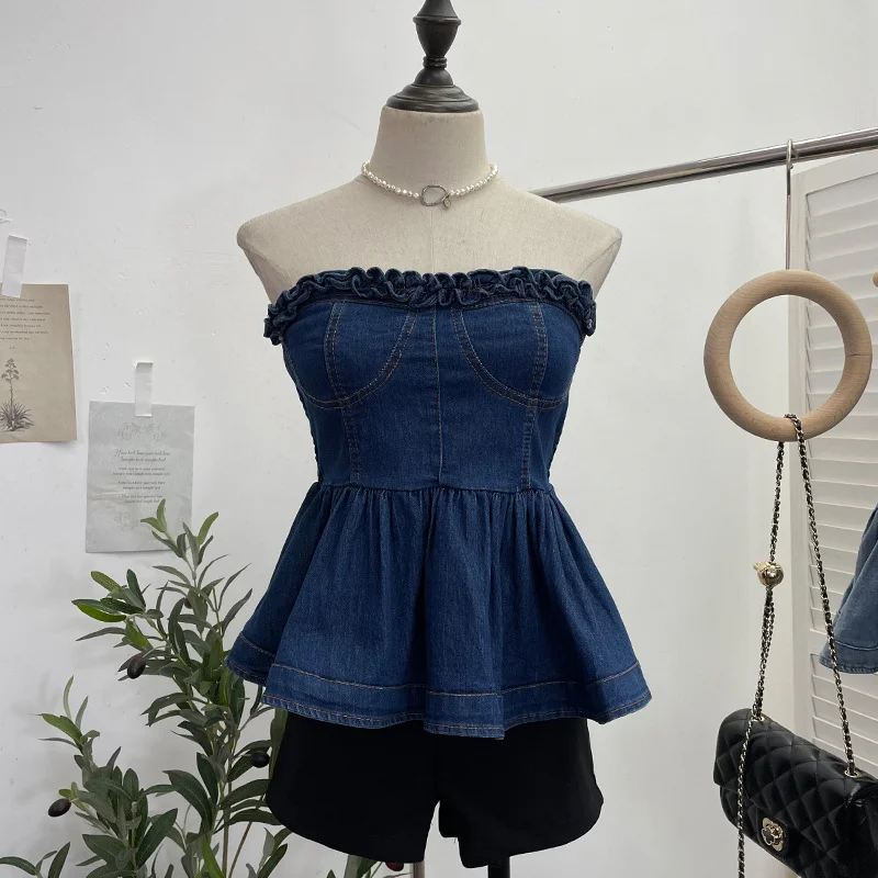 Churchf Real Shooting Hottie Wearing Brated Cowboy Waist Wood Ear Slim Skirt Swamped Waist Thin Top 2386