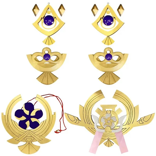 [Wetrose] In Stock Yae Miko Cosplay Props Accessory Staff Weapon Model Head Gear Earring Heisoku Mesa Gohei Onbe Green Xiao