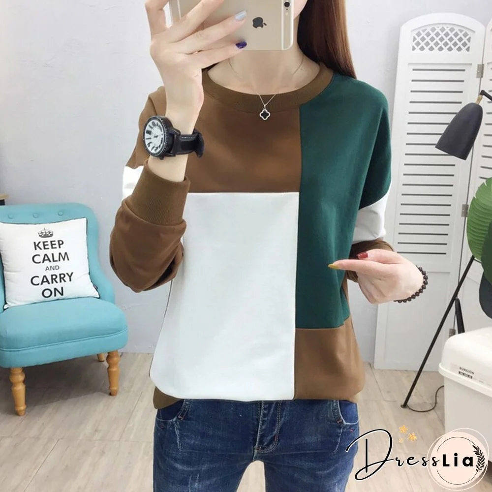 Christmas Gift tee shirt femme plus size women t-shirt autumn winter patchwork o-neck camisetas verano mujer long sleeve t shirt vintage