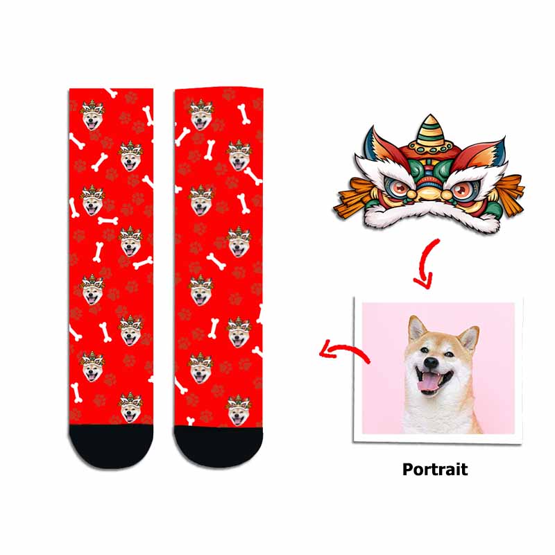 Custom Pet Portrait Socks Dog Cat Portrait Customized Socks Souvenir Cute Creative Gift