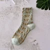 Unique Vintage Flower Design 3D Jacquard 10 Pairs Women Cotton Socks