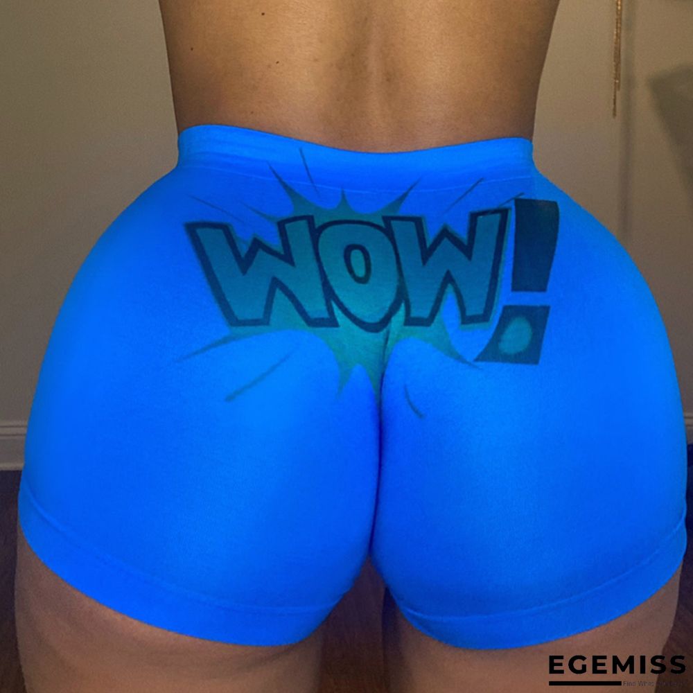 Blue Casual Living Print Basic Regular High Waist Conventional Positioning Print Bottoms | EGEMISS