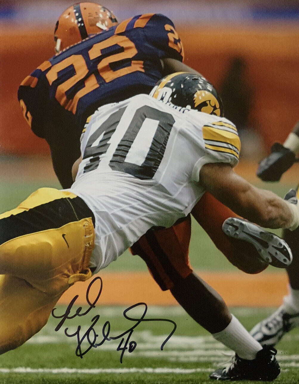 MIKE KLINKENBORG SIGNED 8x10 Photo Poster painting IOWA HAWKEYES FOOTBALL AUTOGRAPH AUTHENTIC