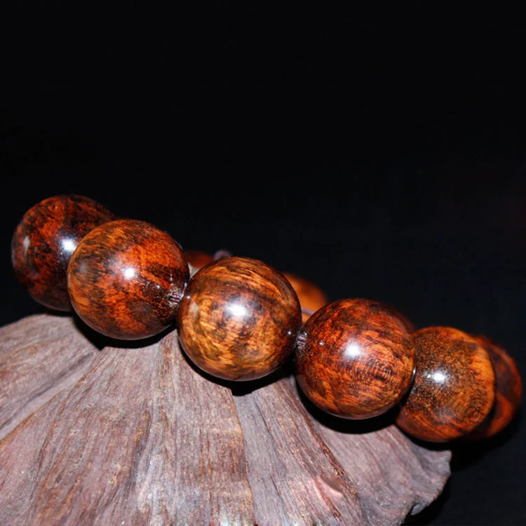 Snake Pattern Wood High Density Buddhism Prayer Beads Bracelet 20mm