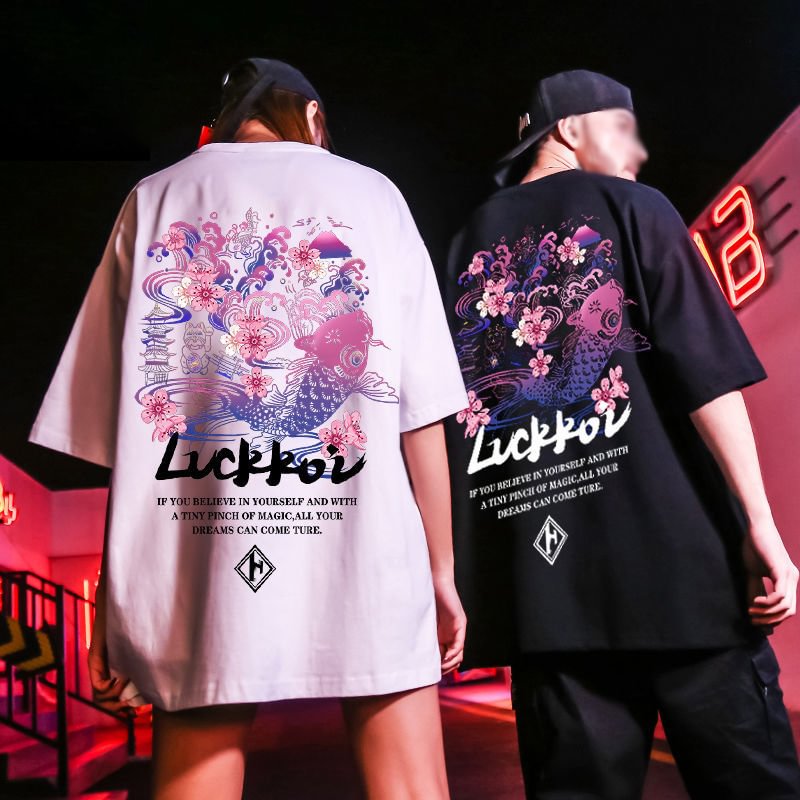 Harajuku Koi Print Couple's T-Shirt