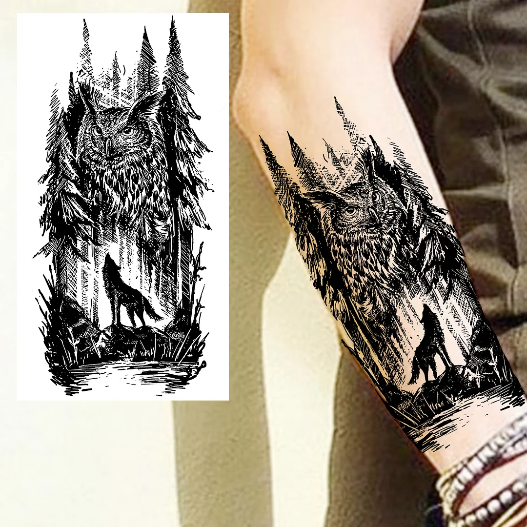 Sdrawing Praying Cross Temporary Tattoos For Men Adults Realistic Wolf Tiger Compass Skull Fake Tattoo Sticker Forearm Tatoos Arm