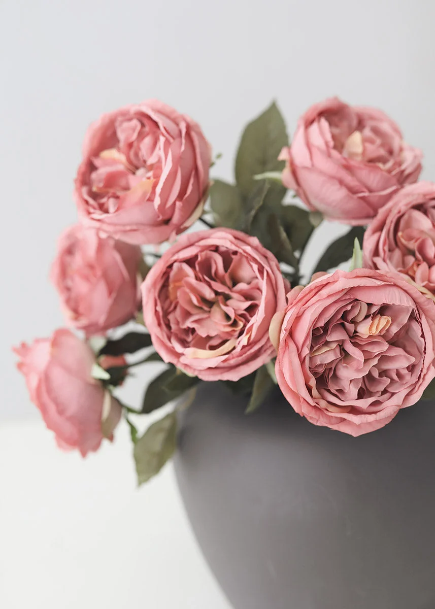 Silk English Cabbage Rose in Mauve - 25"