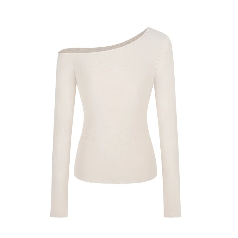 Uveng Uveng Desire Hot Girl Slim Slim Show Thin Off-Shoulder Long Sleeve T-Shirt Women's Early Autumn Design Sense Versatile Bottom Shirt Student Top