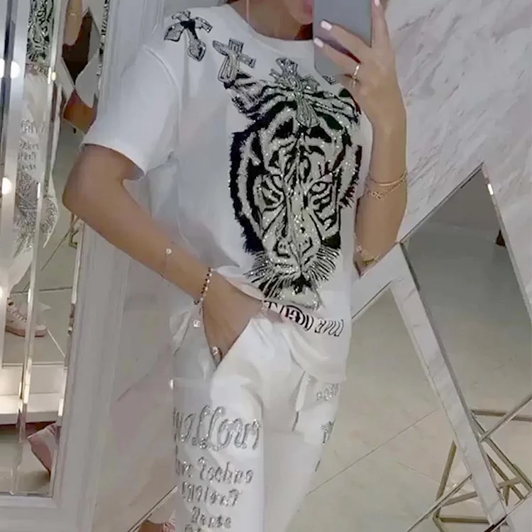 🔥 Limited time 49% off🔥Casual Printed Top Drawstring Pants 2-Piece Set 
