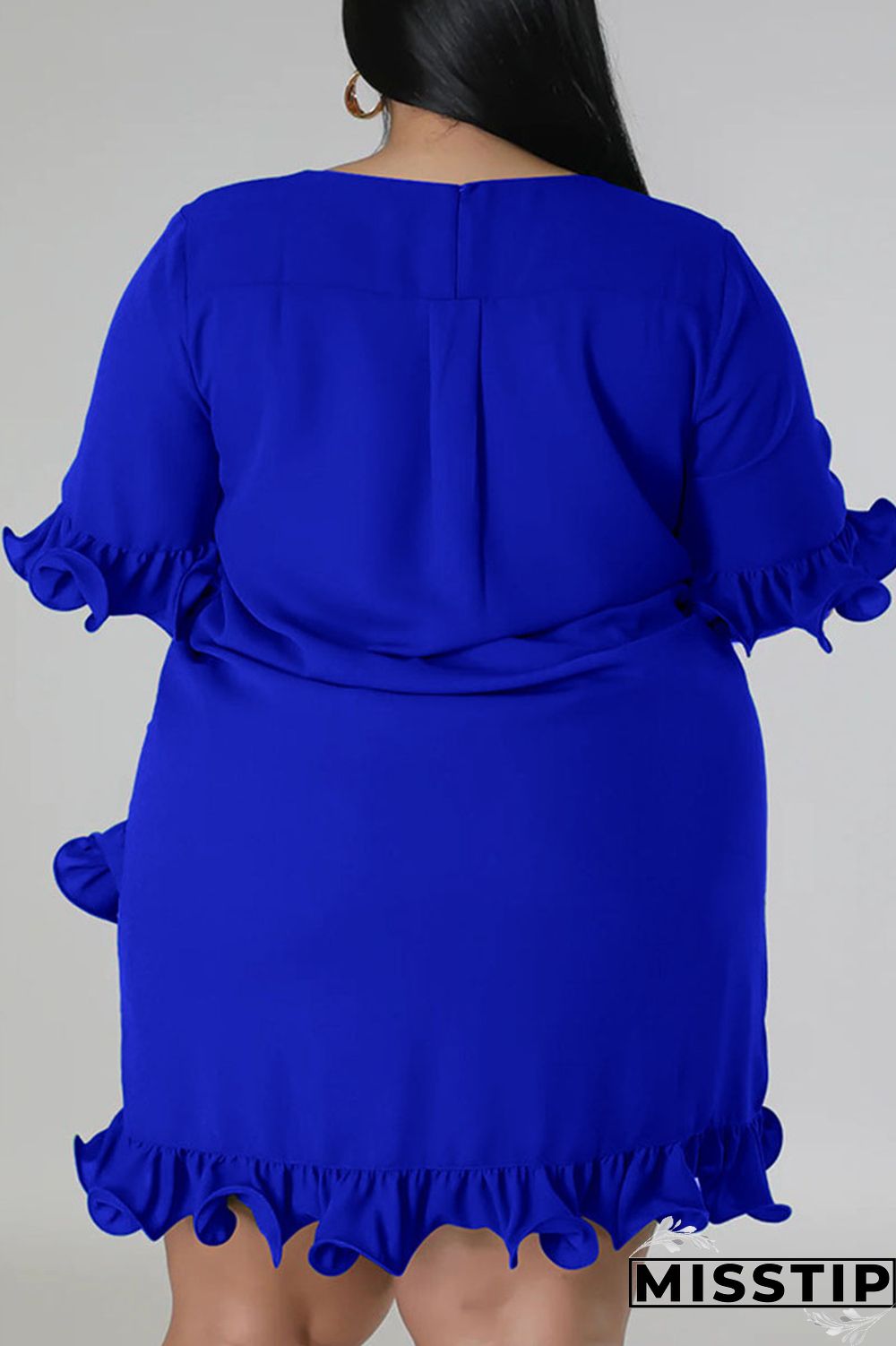 Green Casual Solid Patchwork Asymmetrical Stringy Selvedge O Neck Straight Plus Size Dresses