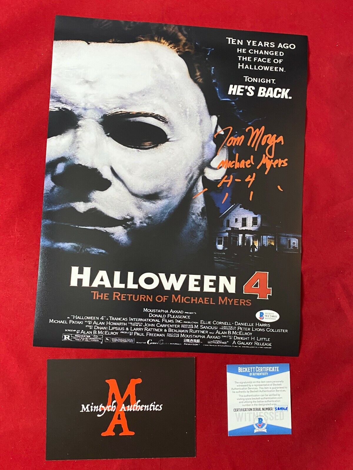 TOM MORGA AUTOGRAPHED SIGNED 11x14 Photo Poster painting! HALLOWEEN 4! MICHAEL MYERS! BECKETT!