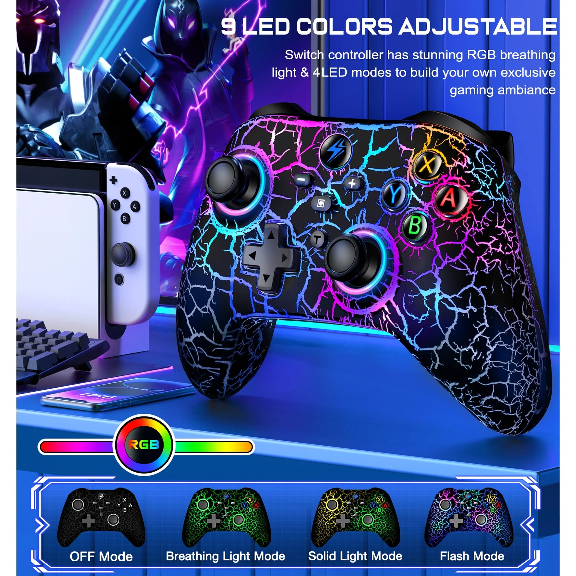 2 Pack Wireless Switch Pro Controller for Switch 2/OLED