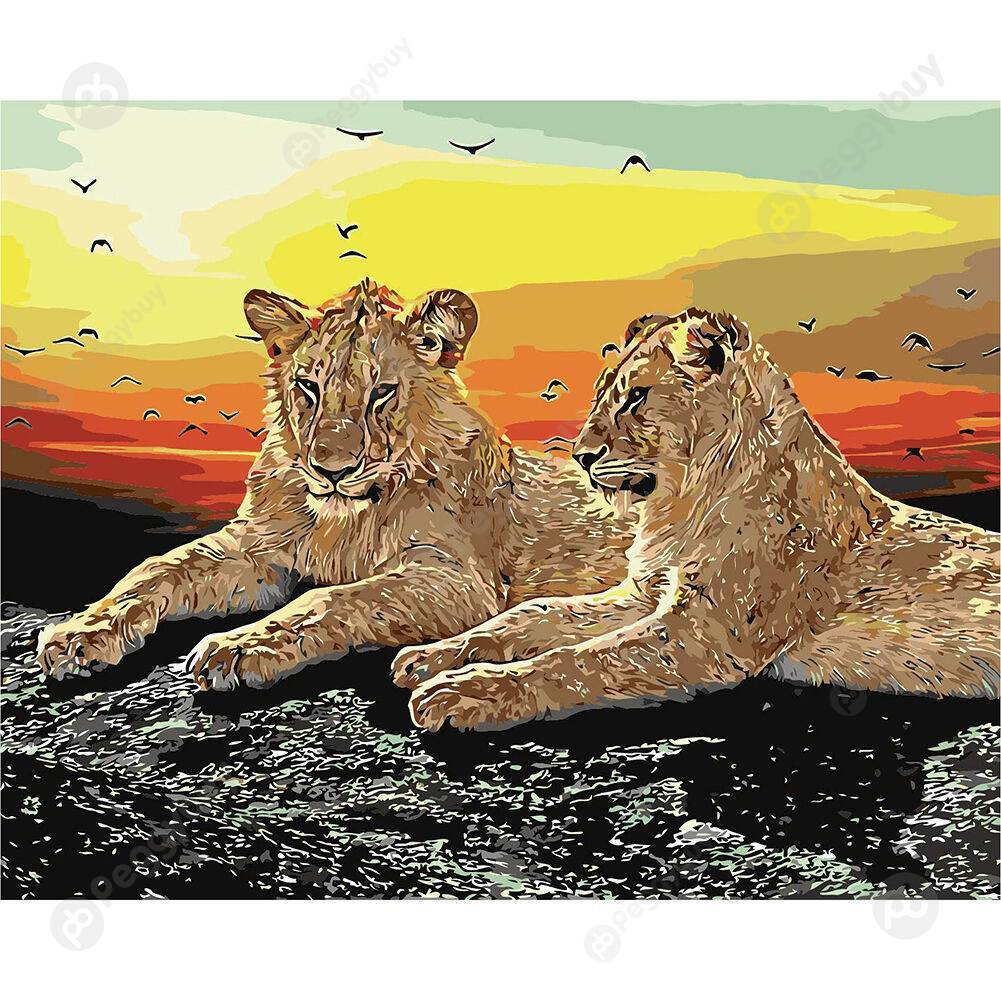 

40*50CM Paint By Numbers-Two Tigers, 501 Original