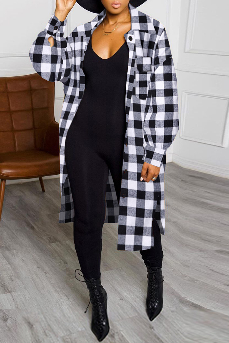 Casual Solid Split Joint Turndown Collar Outerwear main image 0