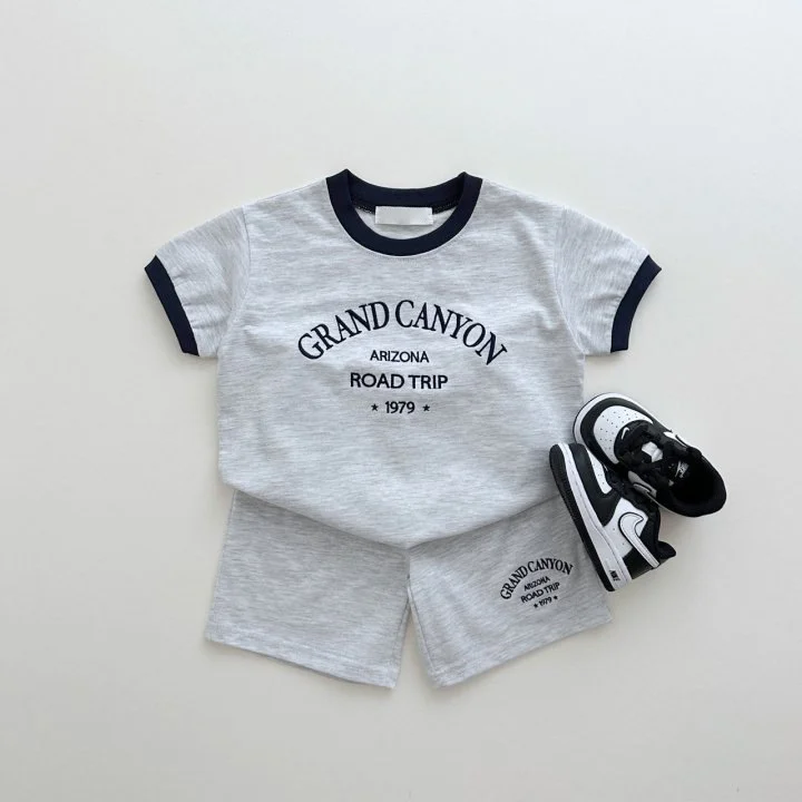 2pcs Baby Toddler Boy/Girl Embroidered Letter Short Sleeve T-Shirt and Shorts Casual Set