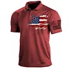 Men's T-Shirt Polo Vintage American Flag Independence Day Short Sleeve Outdoor Summer Daily Top Navy Blue Black Khaki by Inlyline