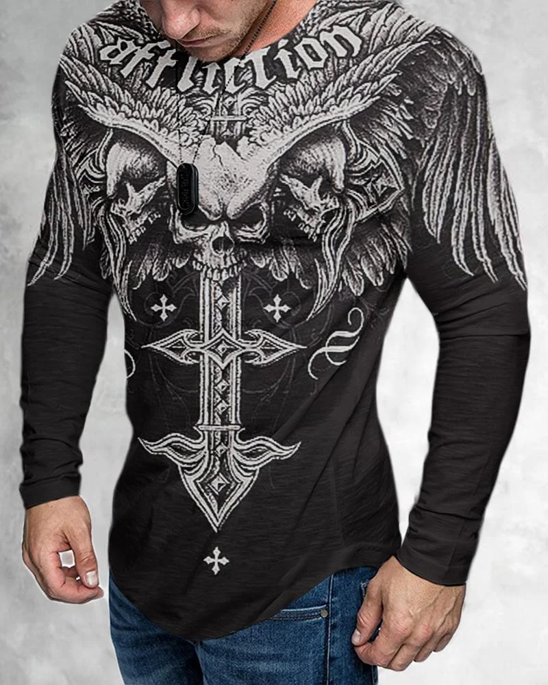 Men's Cross Print Long Sleeves