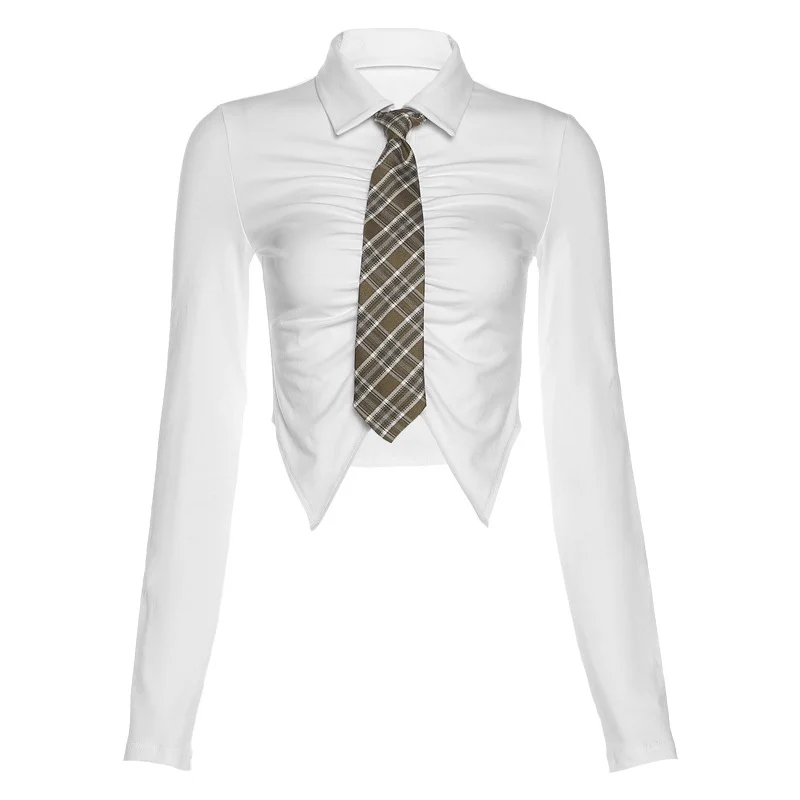 printed shirt with solid tie